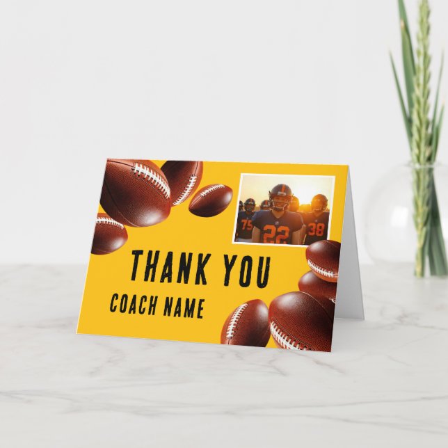 Carte De Remerciements American Football Coach Name Photo (Devant)