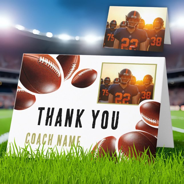 Carte De Remerciements American Football Coach Nom Photo (Créateur téléchargé)