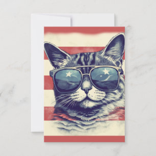 Carte De Remerciements Américat, chat américain patriotique