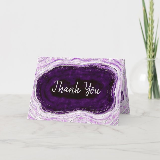 Carte De Remerciements Amethyst Purple & Silver Photo personnalisée de ma (Devant)