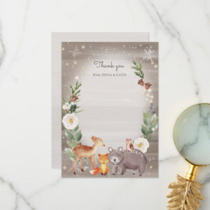 Carte De Remerciements Amis des Animaux de la Forêt Baby Shower à Paillet
