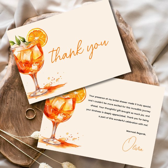 Carte De Remerciements Amour au Premier Spritz Réception de Mariage Orang (Créateur téléchargé)