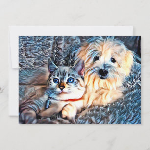 Carte De Remerciements Amour des chats et des chiens