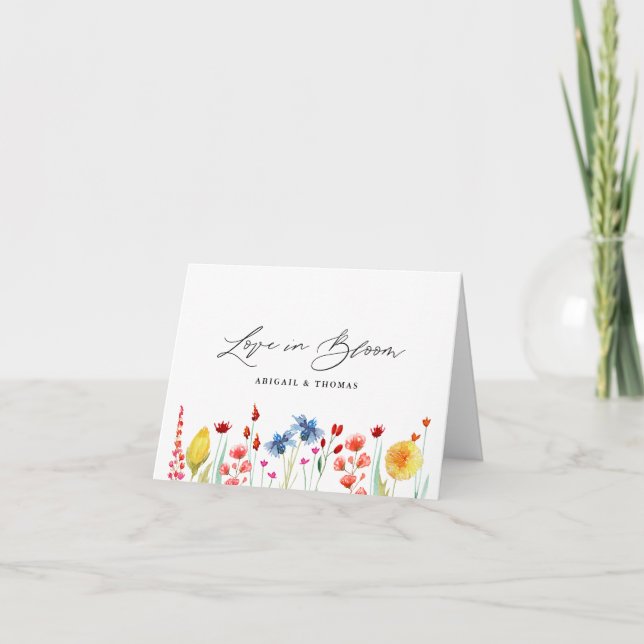 Carte De Remerciements Amour en fleurs Bordure de fleurs sauvages personn (Devant)