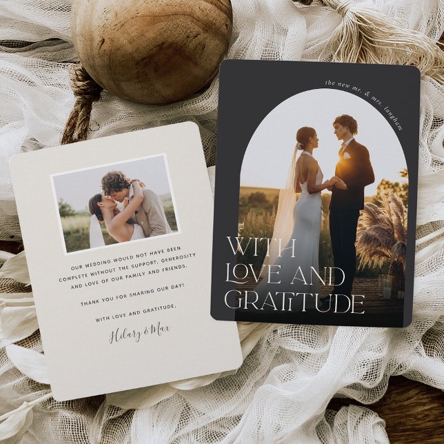 Carte De Remerciements Amour et gratitude | Mariage photo Arch (Créateur téléchargé)