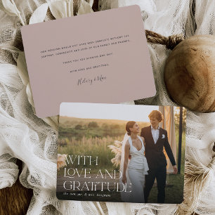 Carte De Remerciements Amour et gratitude   Plat photo Mariage horizontal