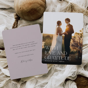 Carte De Remerciements Amour et gratitude Plat photo Mariage vertical