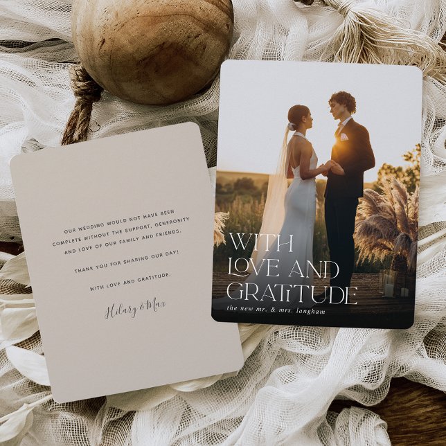 Carte De Remerciements Amour et gratitude | Plat photo Mariage vertical (Créateur téléchargé)