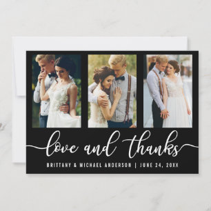 Carte De Remerciements Amour et mercis modernes de mariage de 3 photos