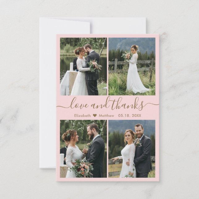 Carte De Remerciements Amour et Remerciements Mariage Photo Collage Fard  (Devant)