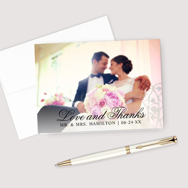 Carte De Remerciements Amour et Remerciements Photo de Mariage Élégant No (Créateur téléchargé)