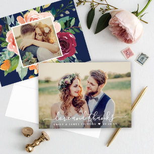 Carte De Remerciements Amour et Remerciements Photo de Soutien Fleurs Mar