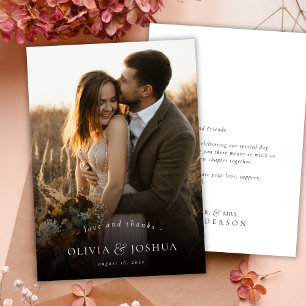 Carte De Remerciements Amour et Remerciements Typographie Élégante Photo 