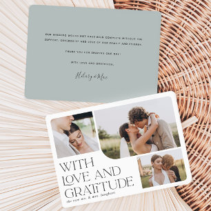 Carte De Remerciements Amour & Gratitude   Mariage multi-photos