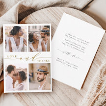 Amour Moderne Or Remerciements pour 4 Photos Maria