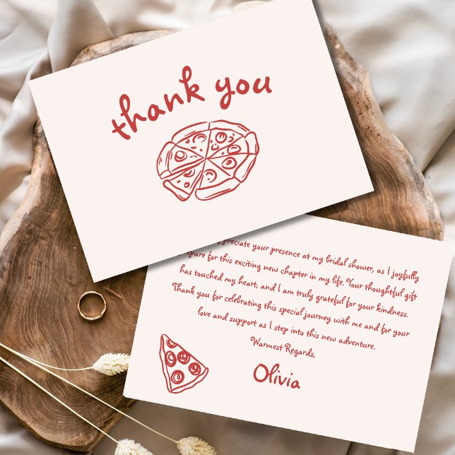 Carte De Remerciements Amour & Pizza Mariage italien dessiné à la main ro (Créateur téléchargé)