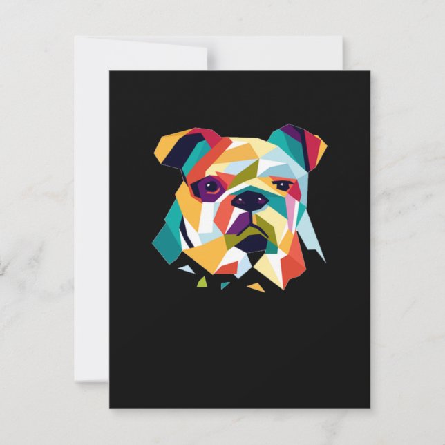 Carte De Remerciements Amoureux de les chiens| Bulldog Polygonal Abstrait (Devant)