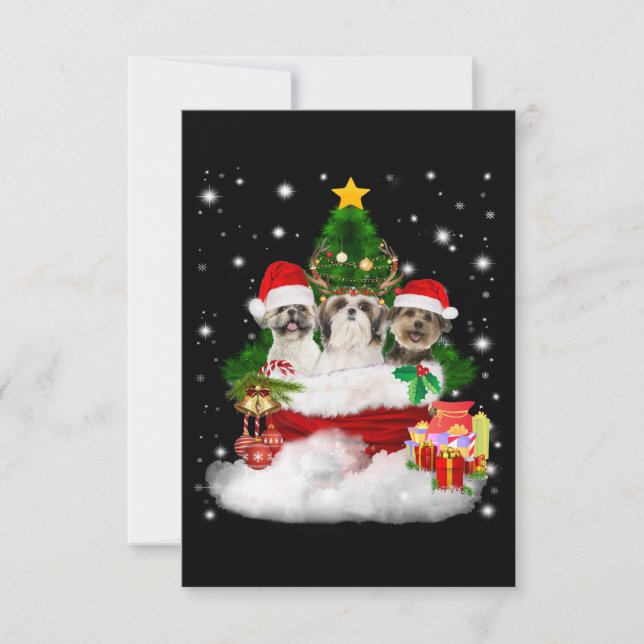 Carte De Remerciements amoureux des chiens | Joyeux Noël belle Shih Tzu (Devant)