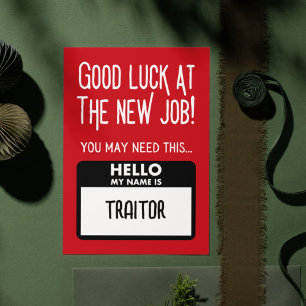 Carte De Remerciements Amusant 'Badge De Traiteur' Coworker Quittant
