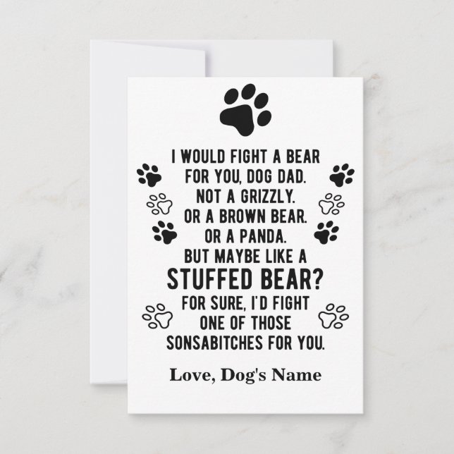 Carte De Remerciements Amusant Personnalisé Combattre Un Ours Pour Vous P (Devant)