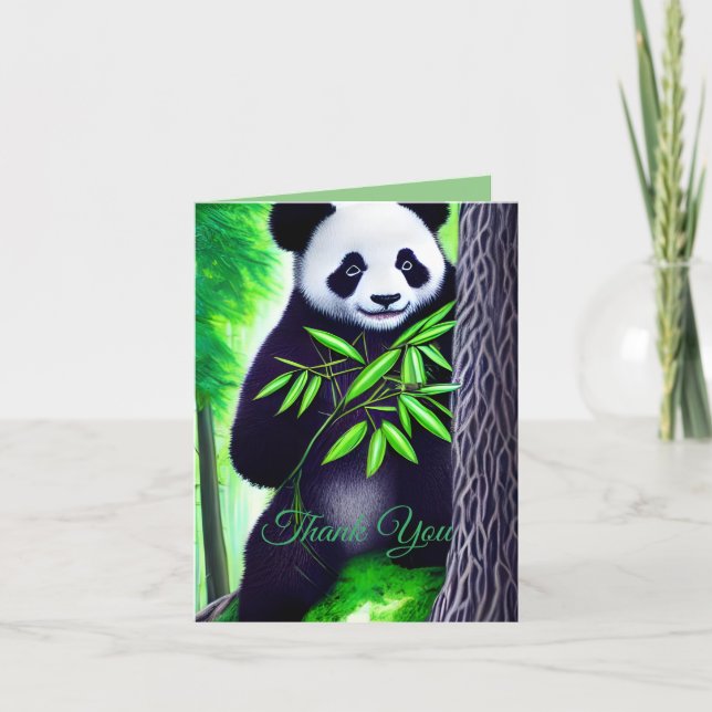 Carte De Remerciements Amusant Petit Ours Panda (Devant)