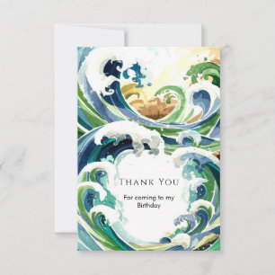 Carte De Remerciements Amusant Simple Blue Ocean Waves Anniversaire