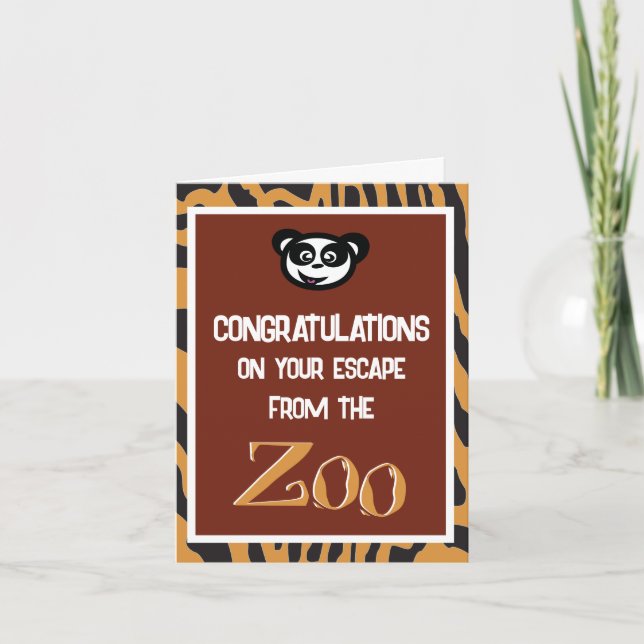 Carte De Remerciements Amusante retraite évasion du zoo (Devant)