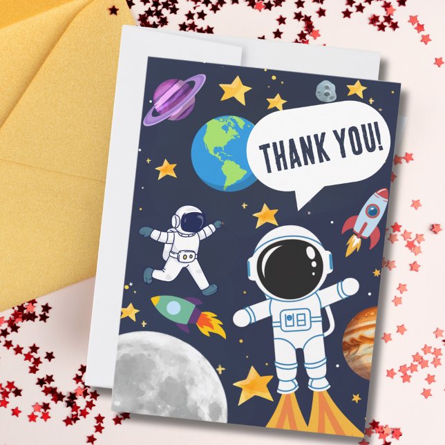 Carte De Remerciements Amusants Astronaut spatial Planète Lune Étoiles, m (Créateur téléchargé)