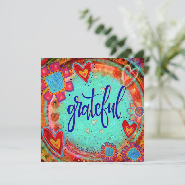 Carte De Remerciements Amusants Gentils Bénédictions Grateful Inspiration (Debout devant)