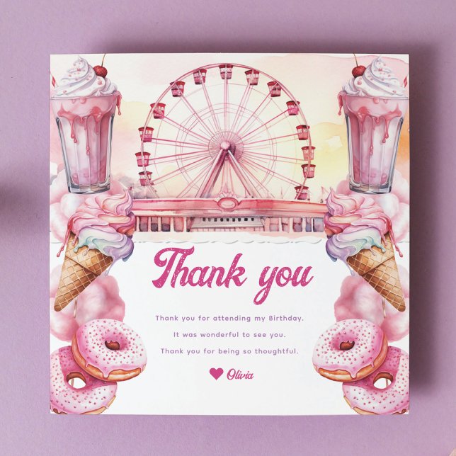 Carte De Remerciements Amusement Park Anniversaire (Créateur téléchargé)