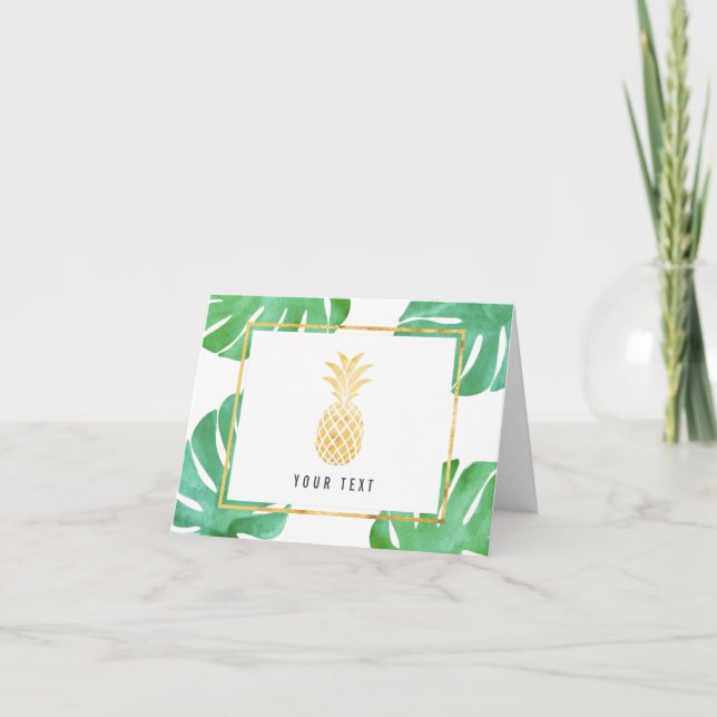 Carte De Remerciements Ananas tropical et feuille (Devant)