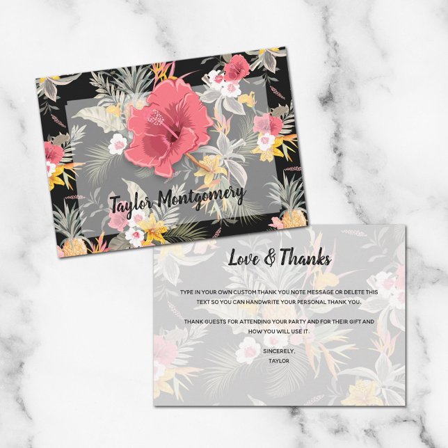 Carte De Remerciements Ananas Tropical Floral (Créateur téléchargé)