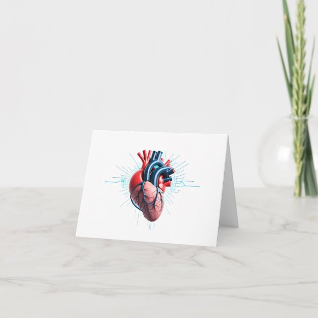 Carte De Remerciements Anatomical Heart with EKG – Medical Art Design (Devant)