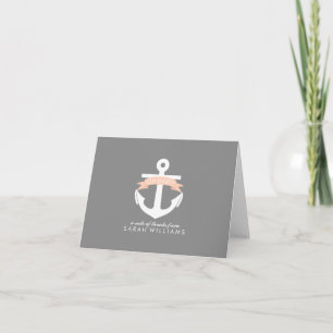 Carte De Remerciements Ancre corail Baby shower nautique