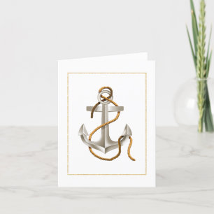 Carte De Remerciements Ancre et corde en argent Toutes les occasions Note