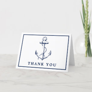 Carte De Remerciements Ancre nautique simple photo blanc