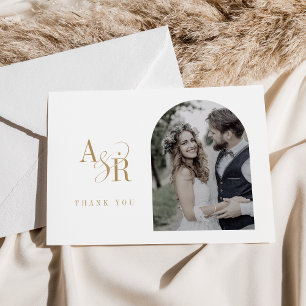 Carte De Remerciements ANDREA Flat Simple Gold Boho Minimal Mariage photo