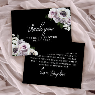 Carte De Remerciements Anémone noire et fleurs violettes : serviettes pou