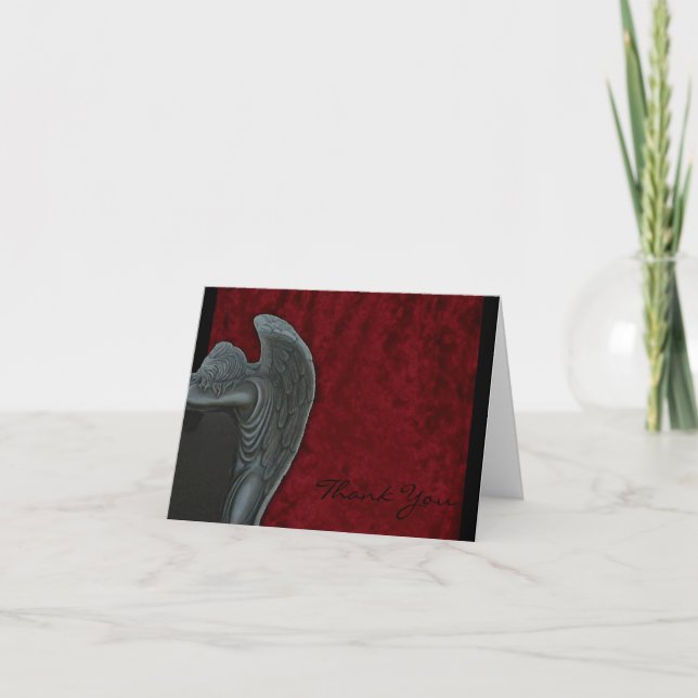 Carte De Remerciements Ange gothique sur velours rouge remerciement de ma (Devant)