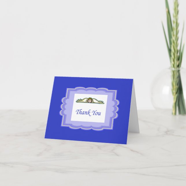 Carte de remerciements Angel avec bordure bleue (Devant)