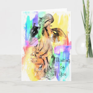 Carte De Remerciements Angel Flute Thinking