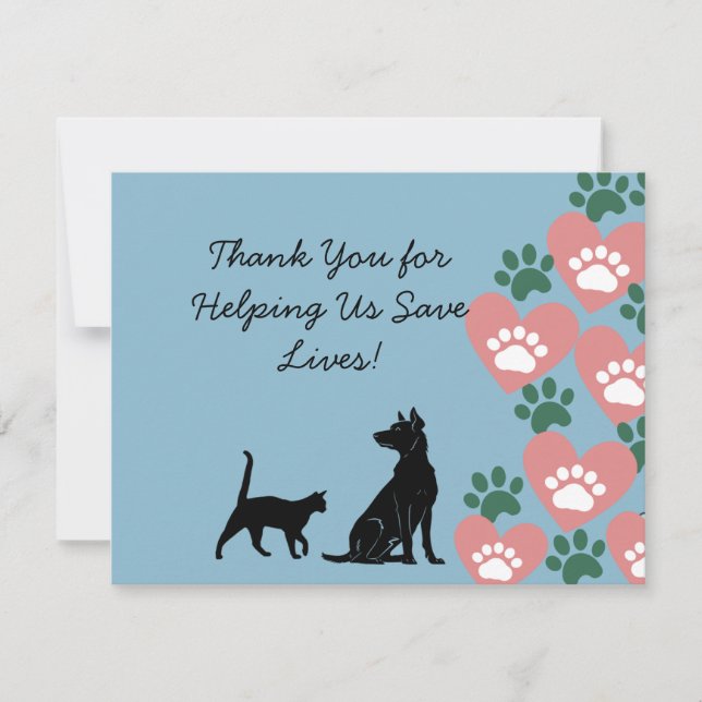 Carte De Remerciements Animal Chien et chat secourt (Devant)