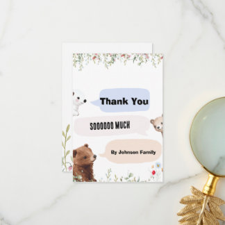 Carte de remerciements animal mignon | Baby shower