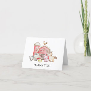 Carte De Remerciements animal mignon d'anniversaire de ferme