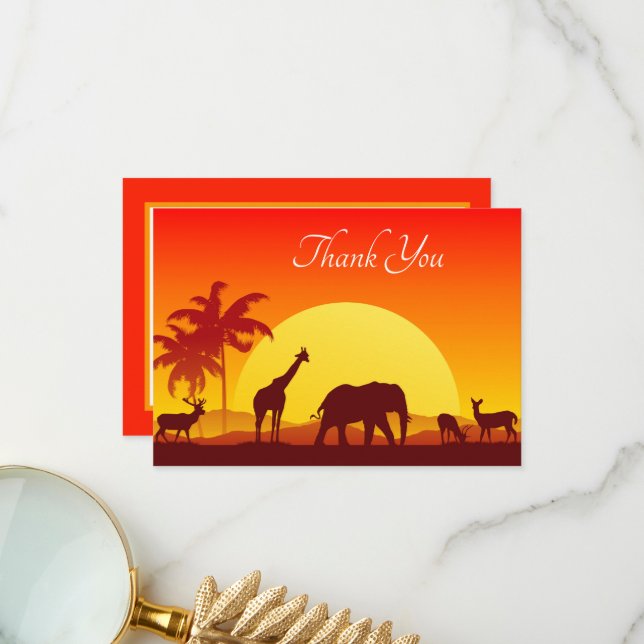 Carte De Remerciements animal Safari mignon ajouter du texte (Devant/Arrière en situation)