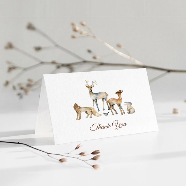 Carte De Remerciements Animaux Baby shower boisé (Créateur téléchargé)