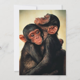 Carte De Remerciements Animaux de bébés cutest   Hug de chimpanzé