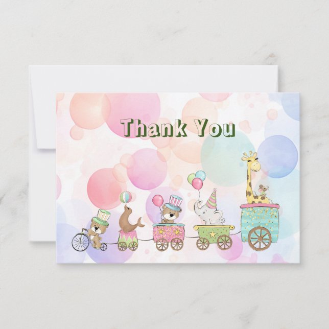 Carte de remerciements Animaux de cirque (Devant)