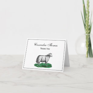 Carte De Remerciements Animaux de ferme vintages de mouton Ewe Dessin C