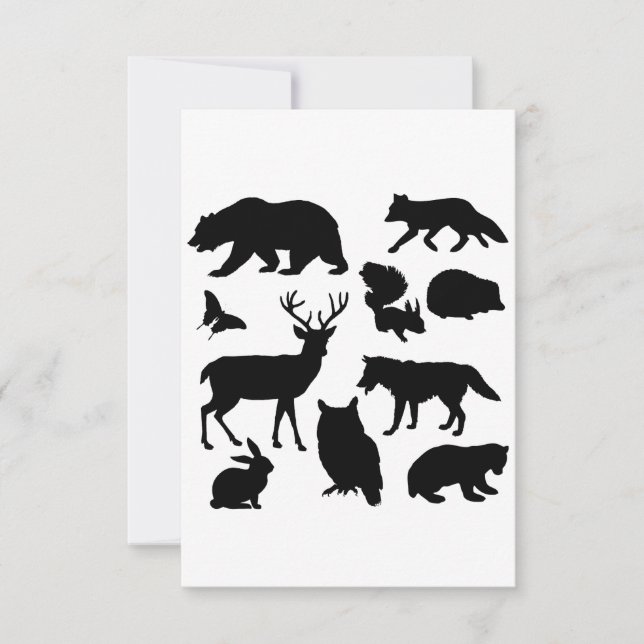 Carte De Remerciements Animaux De La Forêt, Faune (Devant)